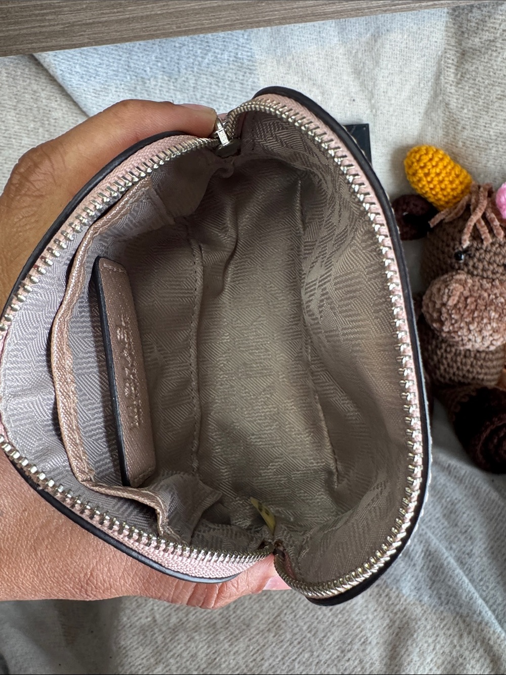 Michael Kors Metallic Rose Gold Saffiano Cosmetic Pouch - Picture 2 of 4